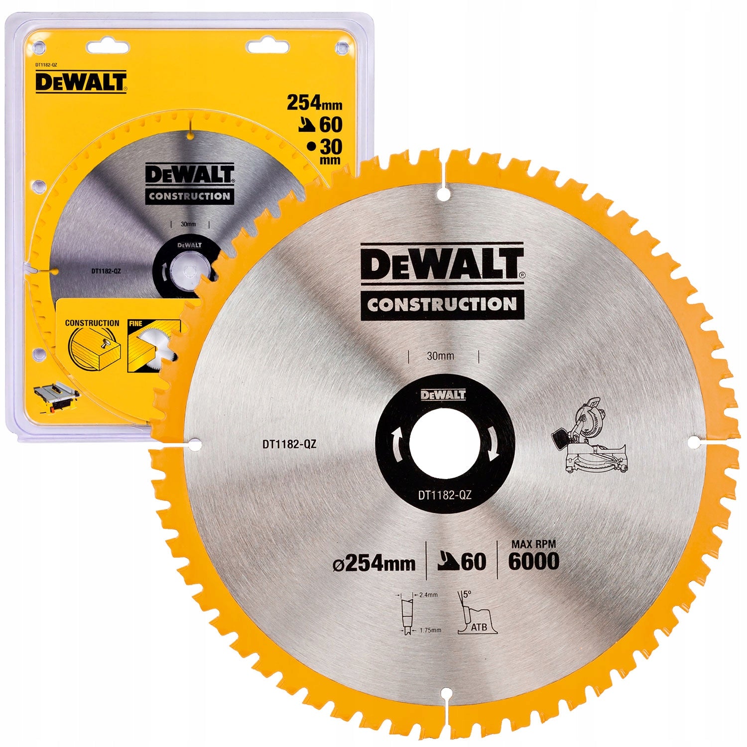 Shield DeWalt DT1182 for wood 254 x 30mm 60 teeth