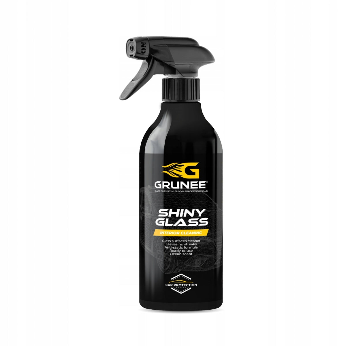 Shiny Glass Cleaner GRUNNE 0,5l -Liquid for cleaning car windows, mirrors Packaging status original