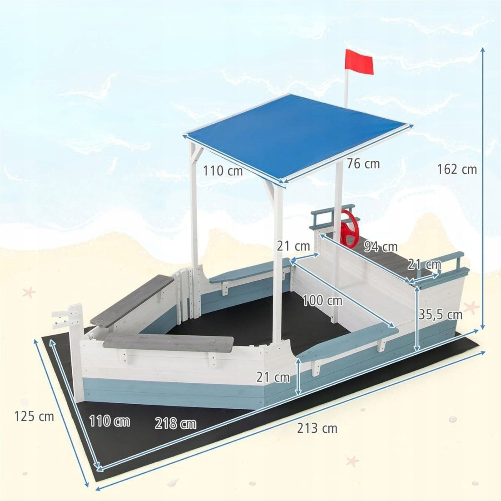 Ship Shaped Sandbox Children's Sandbox Ship Manufacturer code TP10345WH