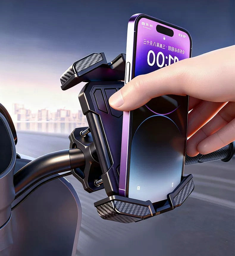 Shock-absorbing smartphone mount for motorcycle bicycle scooter handlebars Manufacturer code 743137988420
