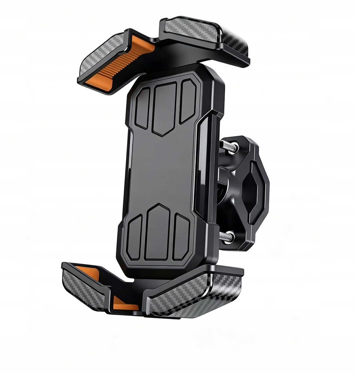 Shock-absorbing smartphone mount for motorcycle bicycle scooter handlebars