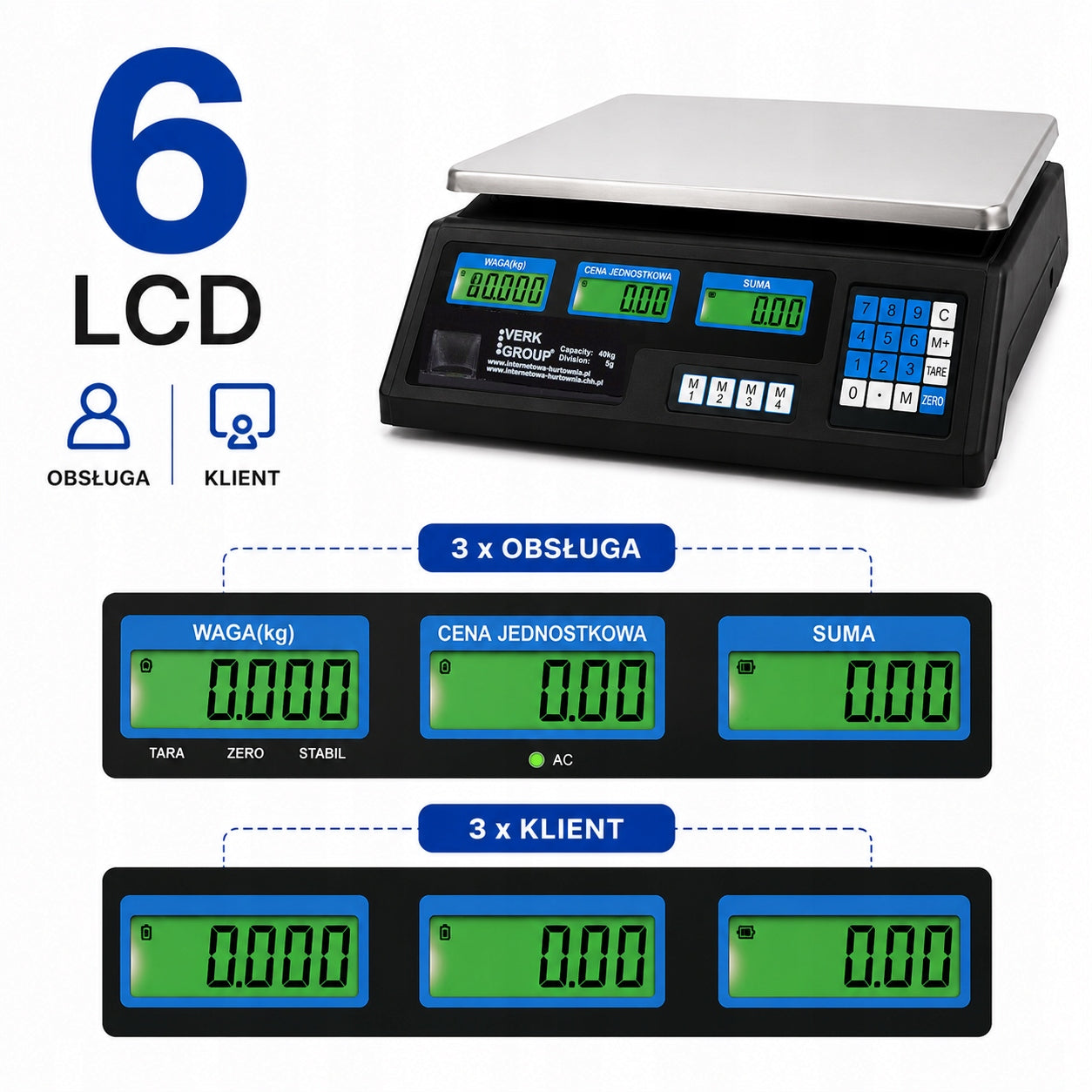 Shop Electronic Scale 40kg LCD Calculation 230V Battery For Shop Brand no brand