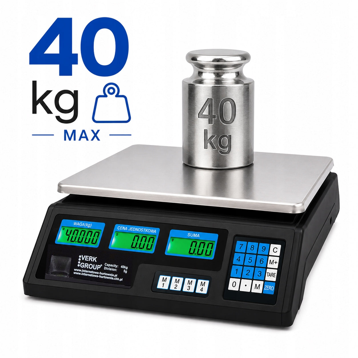 Shop Electronic Scale 40kg LCD Calculation 230V Battery For Shop Manufacturer code Waga sklepowa elektroniczna 40kg In_Stock