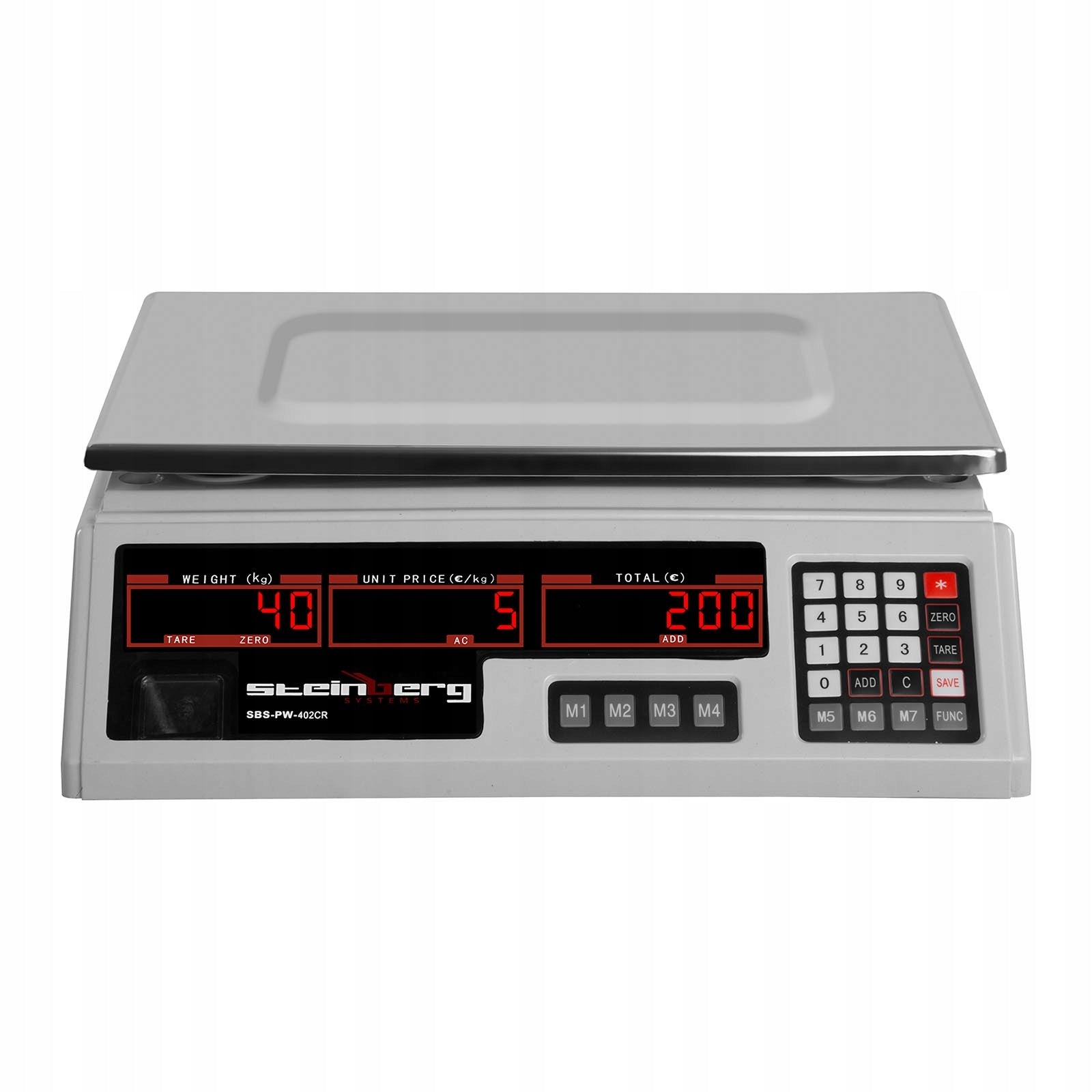 Shop Scale Control 330x240mm Power Supply + Battery 40kg/2g - White Brand Steinberg Systems