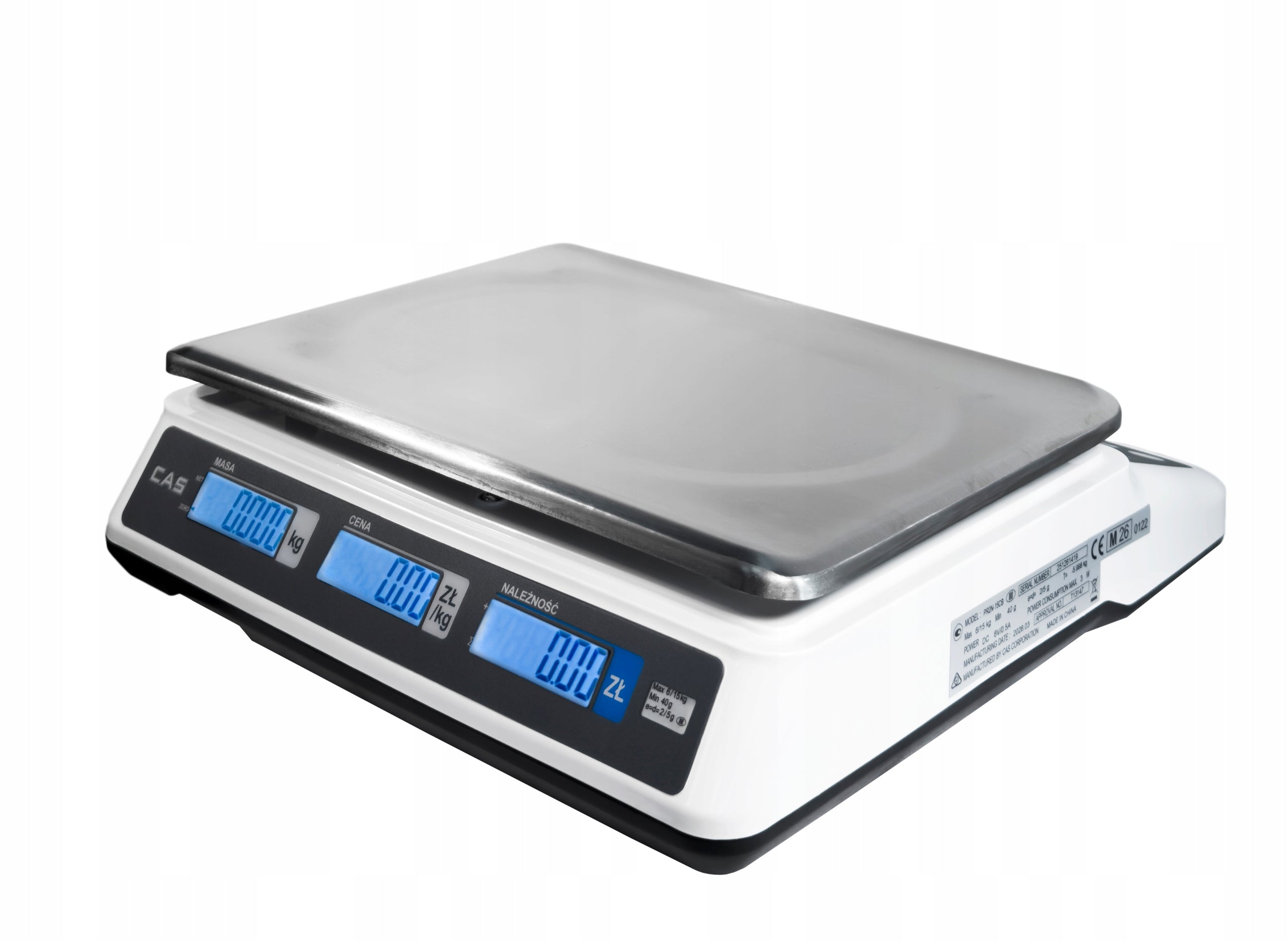 Shop scale CAS PR2N-15CB 15kg LEGALIZATION large dish 33x23,5 Manufacturer code PR-II 15B