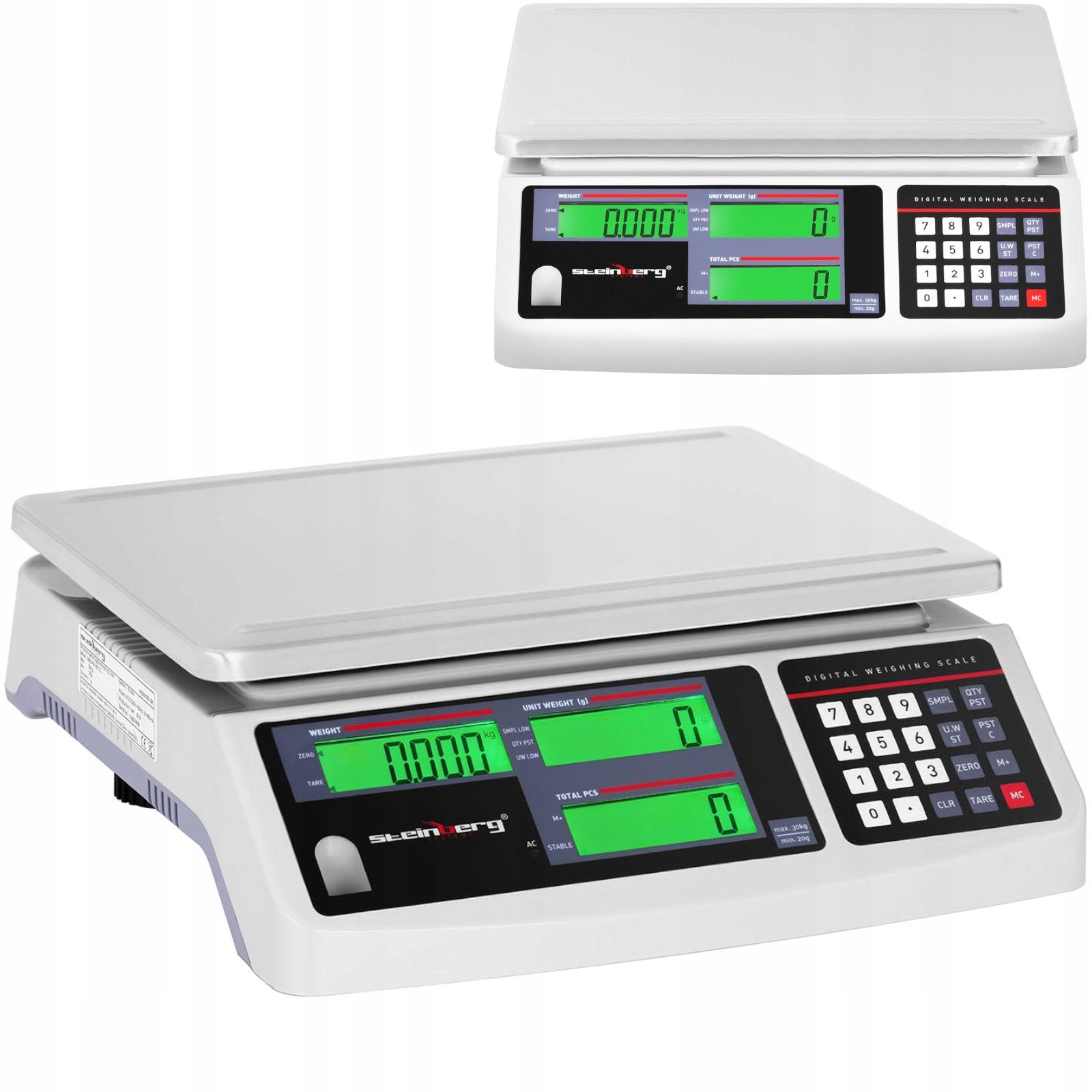 Shop scale counting lcd 30 kg/1 g stainless steel 30,5x32x11,6 cm