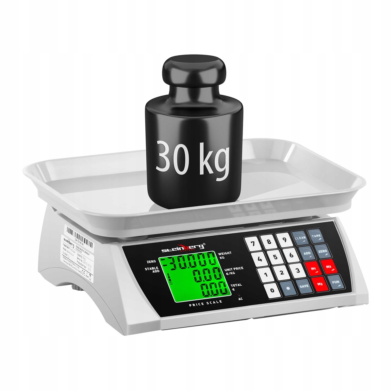 Shop scale counting pieces with memory 30 kg 1 g and counting function Brand Steinberg Systems