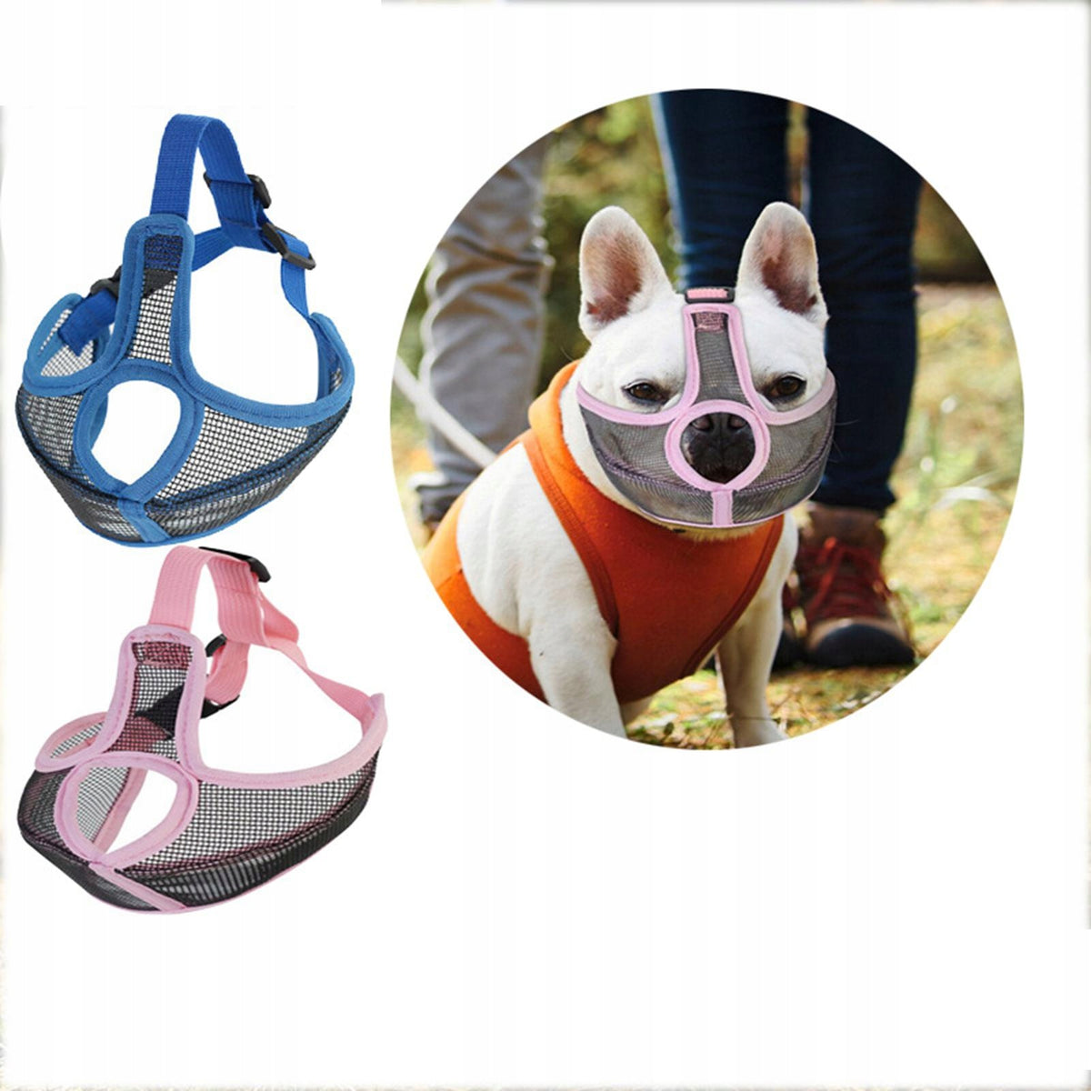 Short Snout muzzle Dog Breathable for Anti Training Chewing Blue L Brand no brand