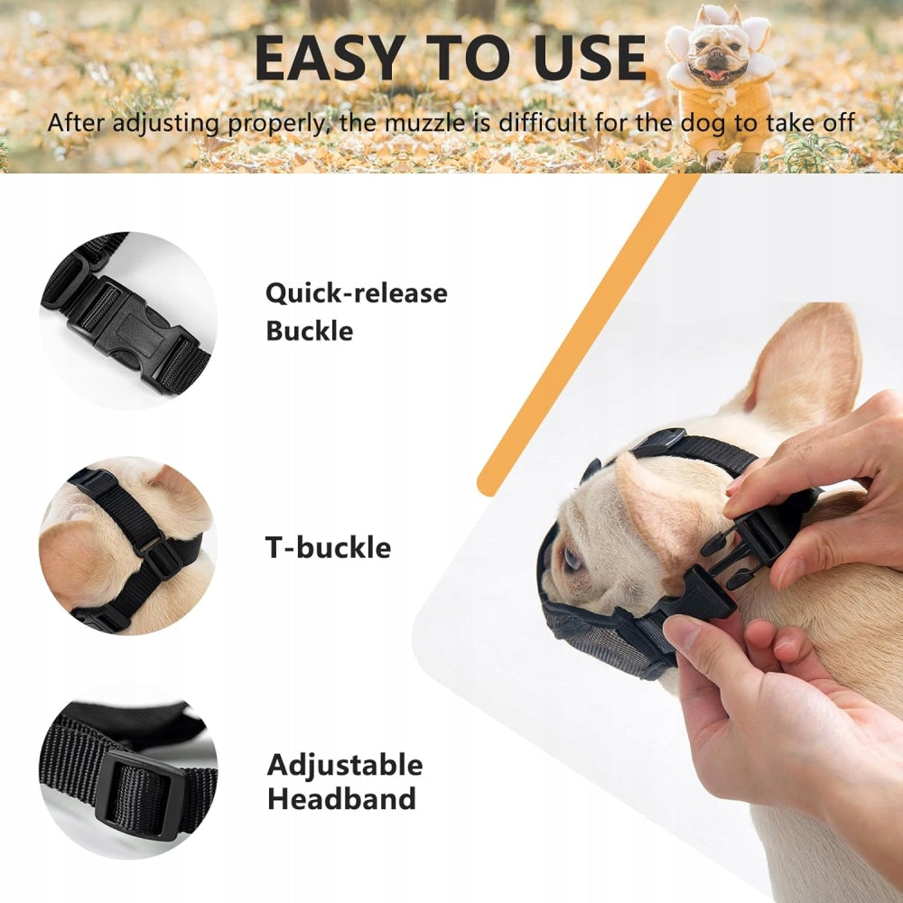 Short muzzle Bulldog/Pug Mesh Breathable Anti-Bite Regulation Black, M Manufacturer code CWQZT-BLK-M