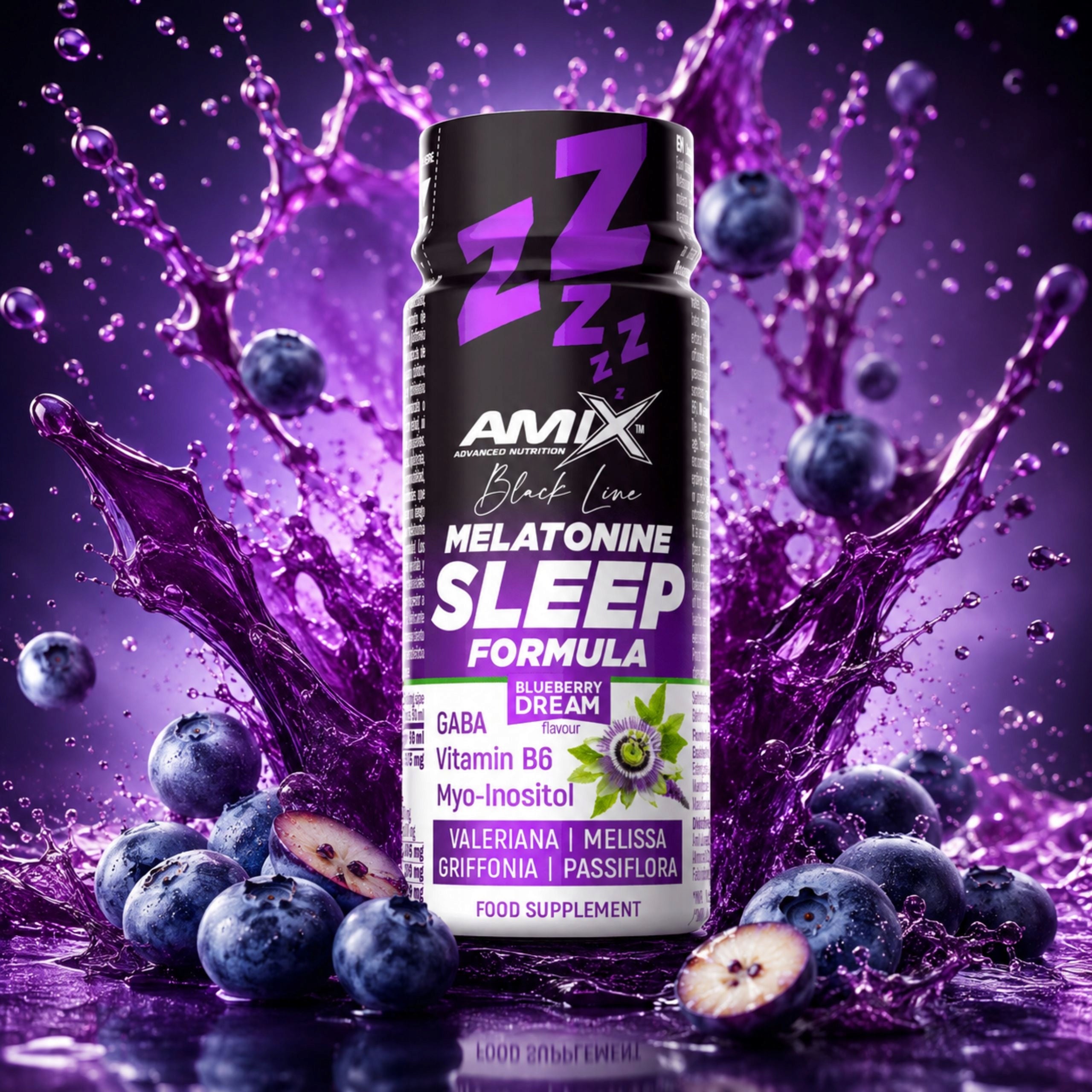 Shot on Sleep Melatonin Valerian Melissa Passiflora Kozłek Herbs on Sleep x3 Packaging status original