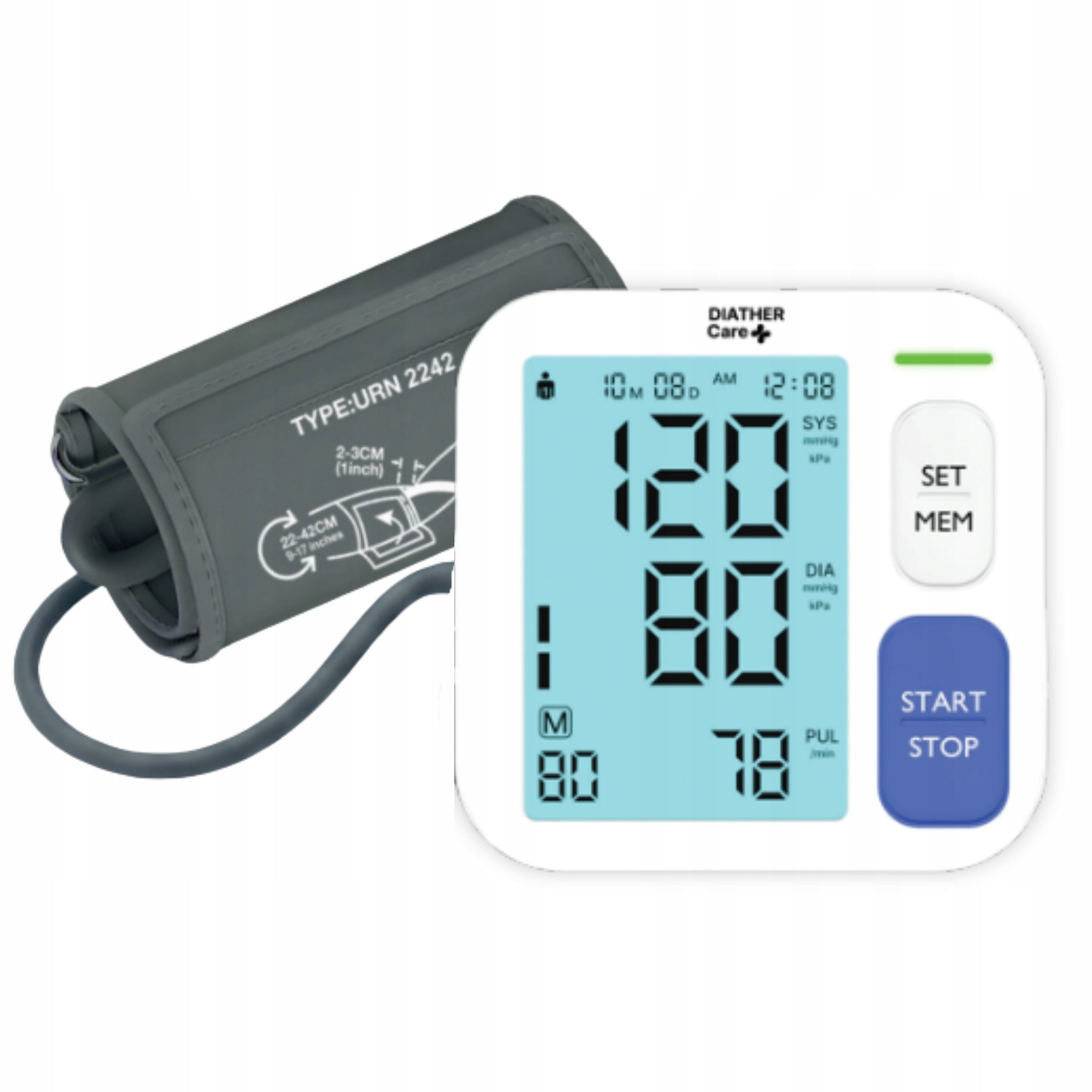 Shoulder Blood Pressure Monitor Diather Care Arrhythmia Cuff 22-42 cm Case Medical device yes