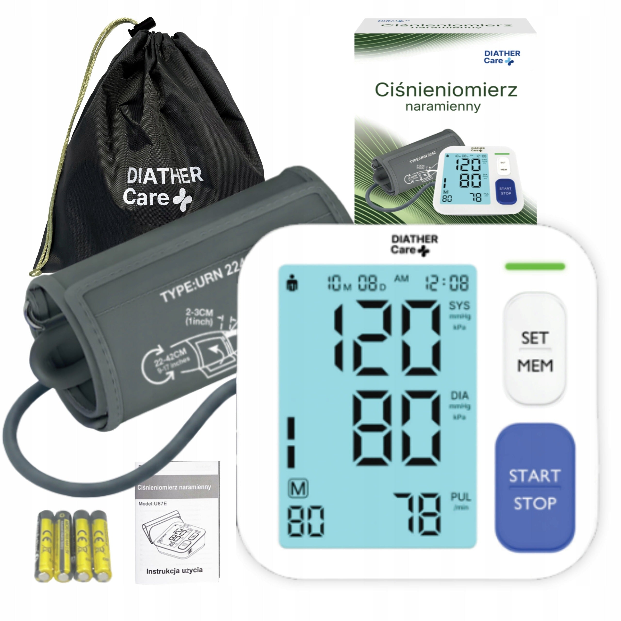 Shoulder Blood Pressure Monitor Diather Care Arrhythmia Cuff 22-42 cm Case Packaging status original