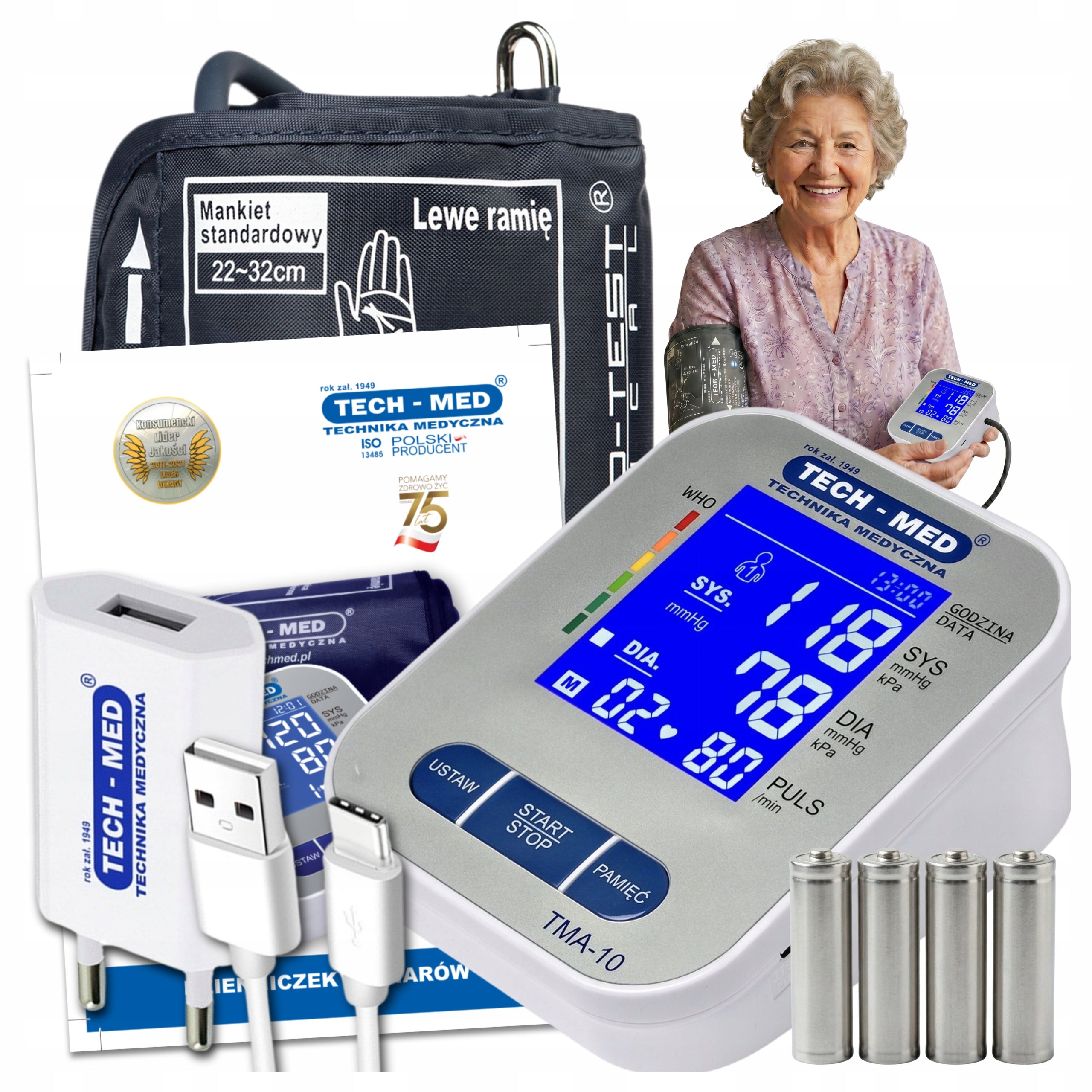 Shoulder Blood Pressure Monitor TMA10 Clear Screen ARRHYTHMIA + POWER SUPPLY TECH-MED