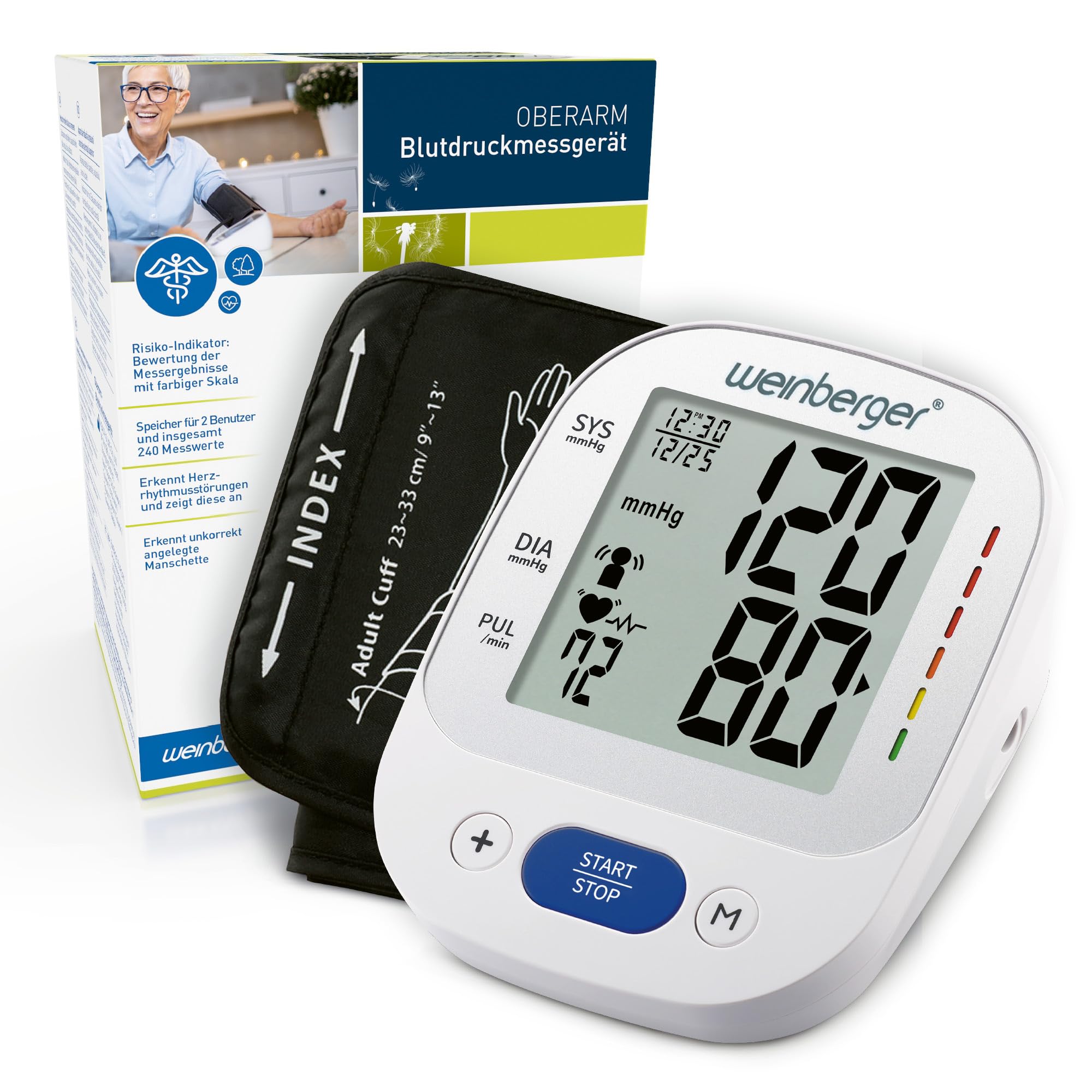 Shoulder Blood Pressure Monitor Weinberger 02273 Memory Risk Indicator Case White