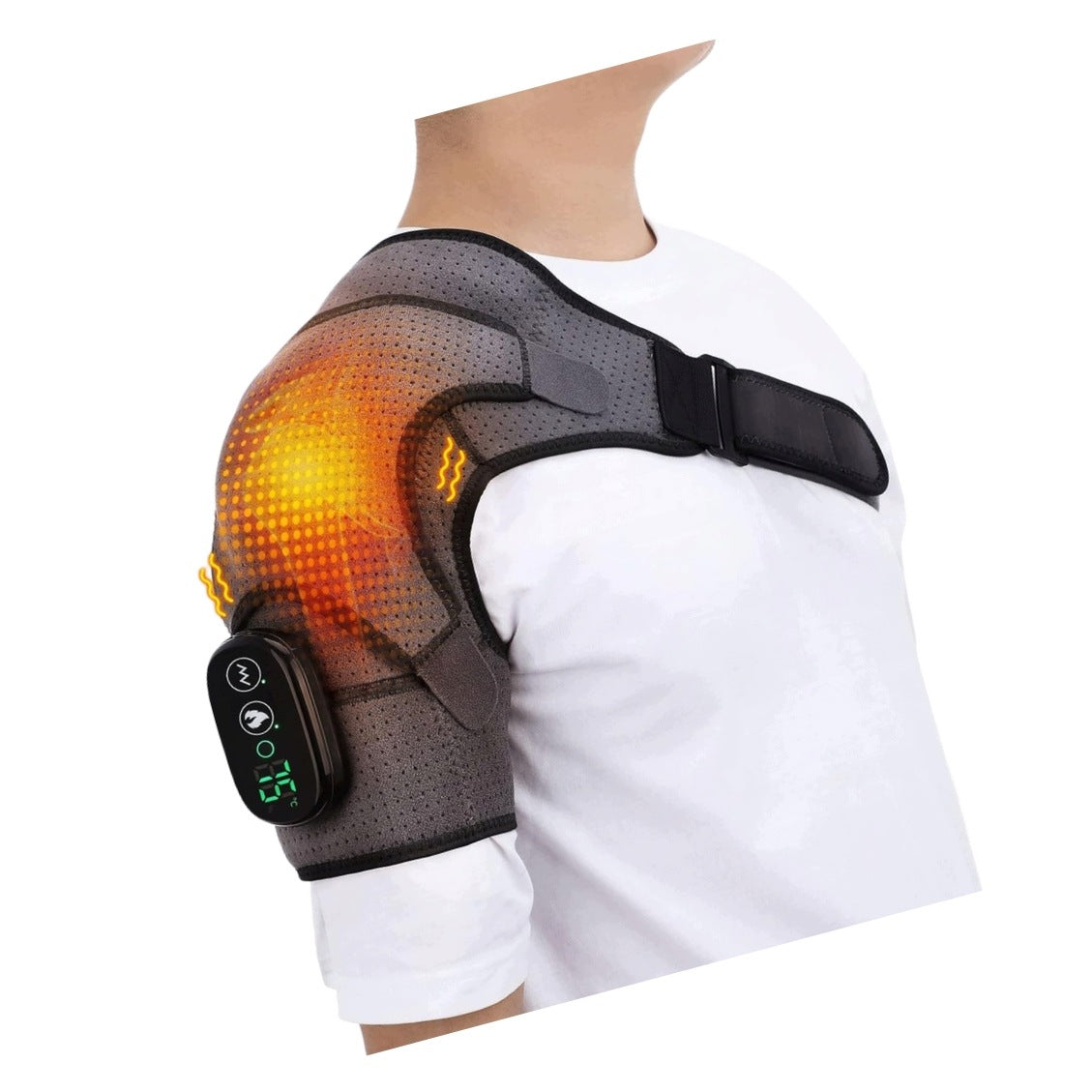 Shoulder Massager Adjustable for Both Shoulders Heated Relaxation LED Pain Relief
