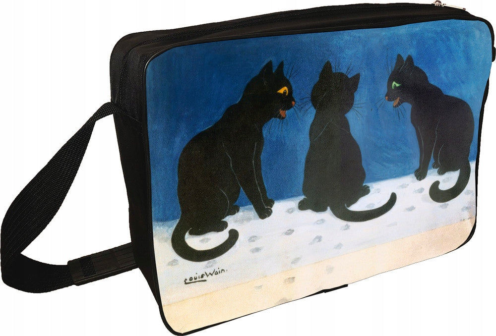 Shoulder bag Black cats in the snow Louis Wain