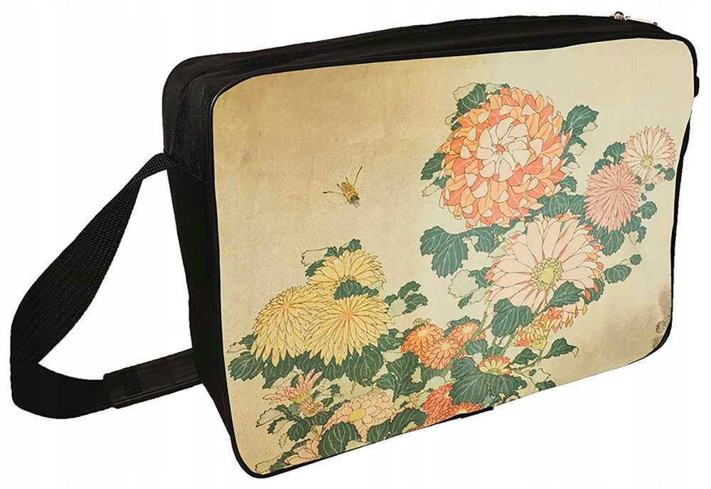 Shoulder bag Chrysanthemums and bee Katsushika Hokusai