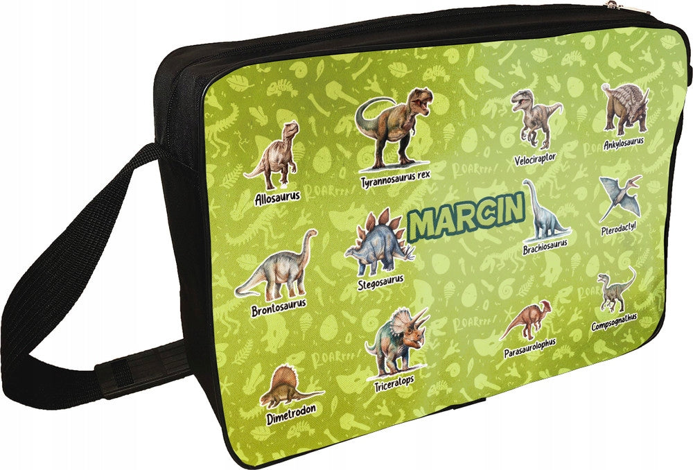 Shoulder bag Dinosaurs different - with child's name