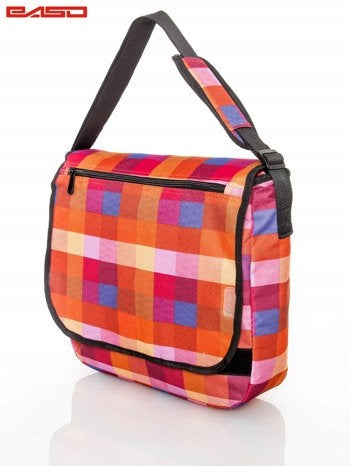 Shoulder bag PASO 15-5180D Orange plaid large compartment