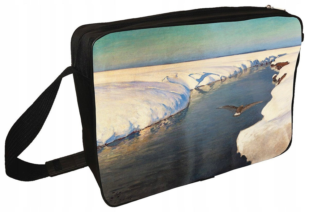 Shoulder bag Winter landscape with river and bird Julian Fałat Packaging status original