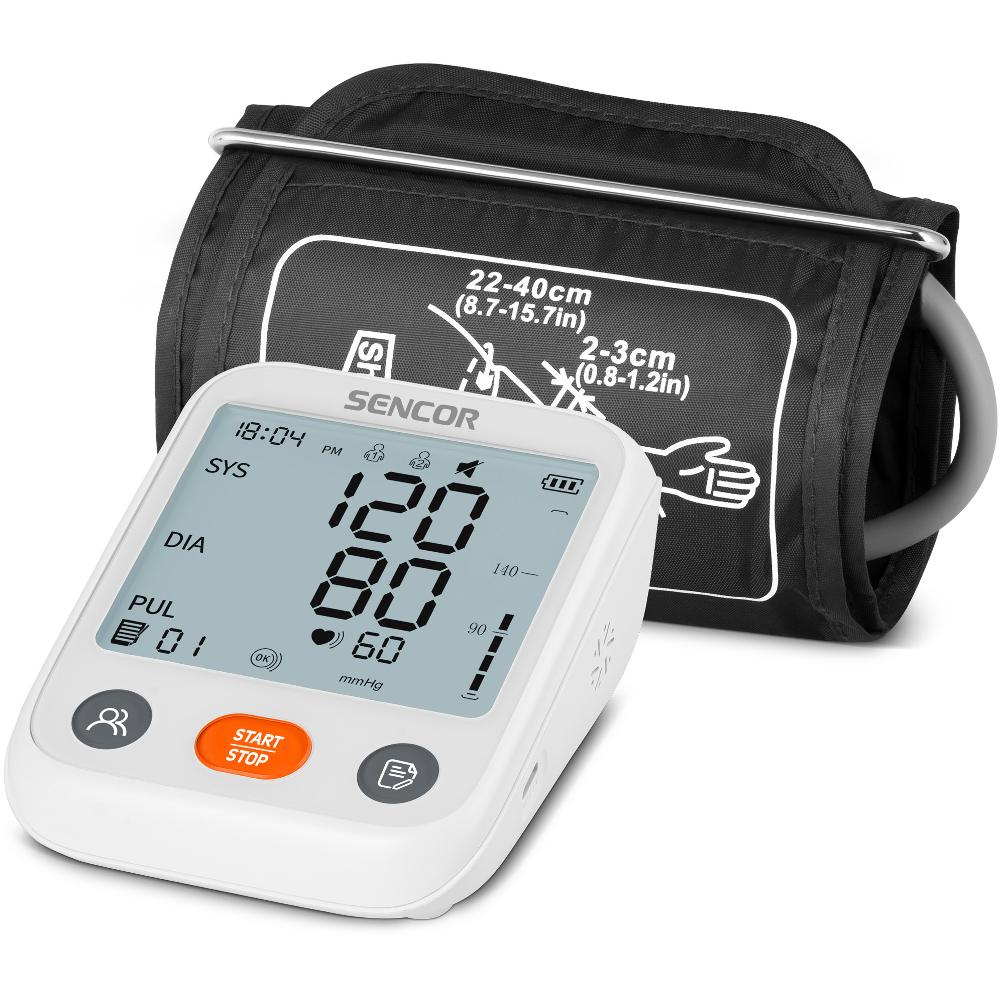 Shoulder blood pressure monitor Sencor SBP 1150WH LCD screen heart rate measurement memory