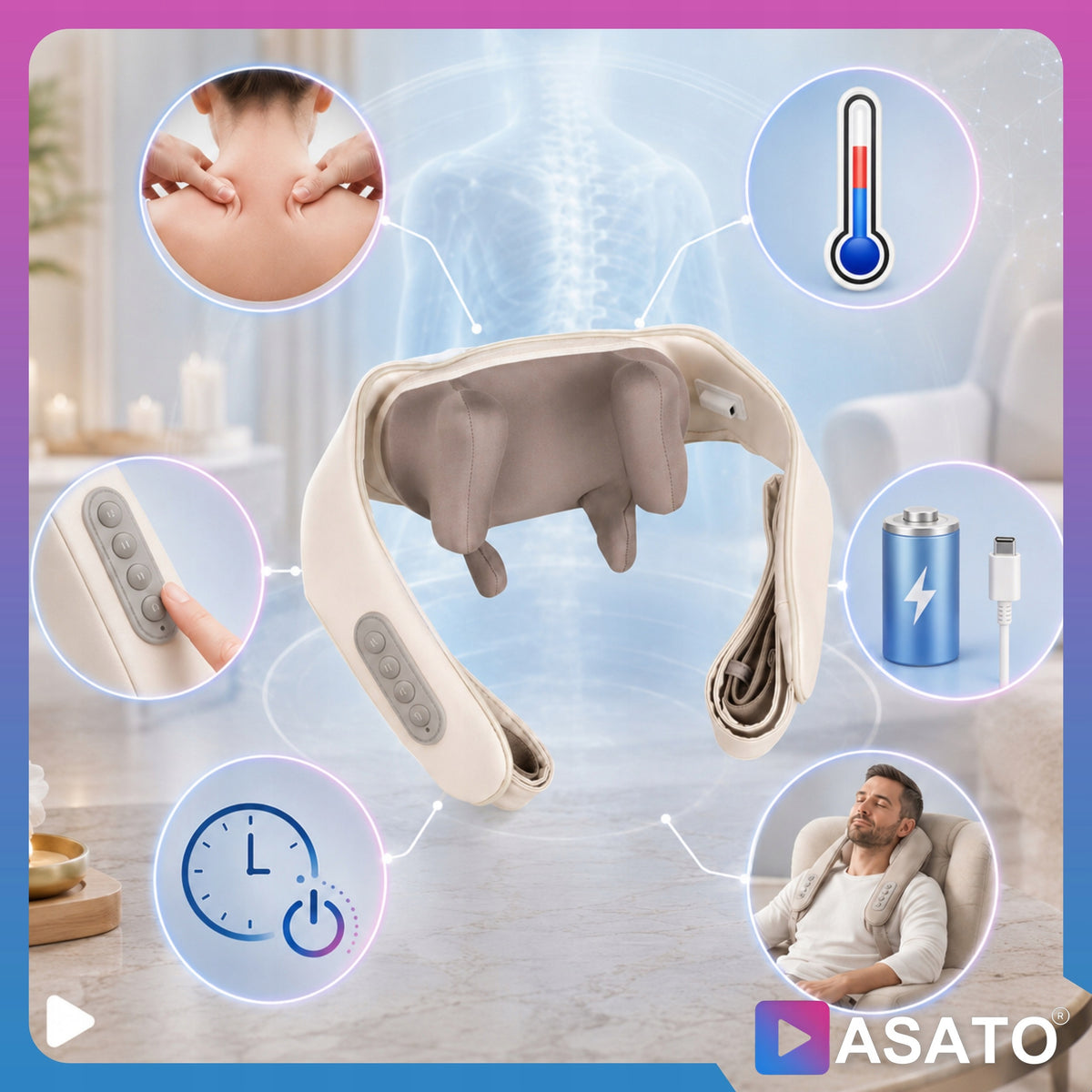 Shoulder neck massager shiatsu wireless heating battery Packaging status original
