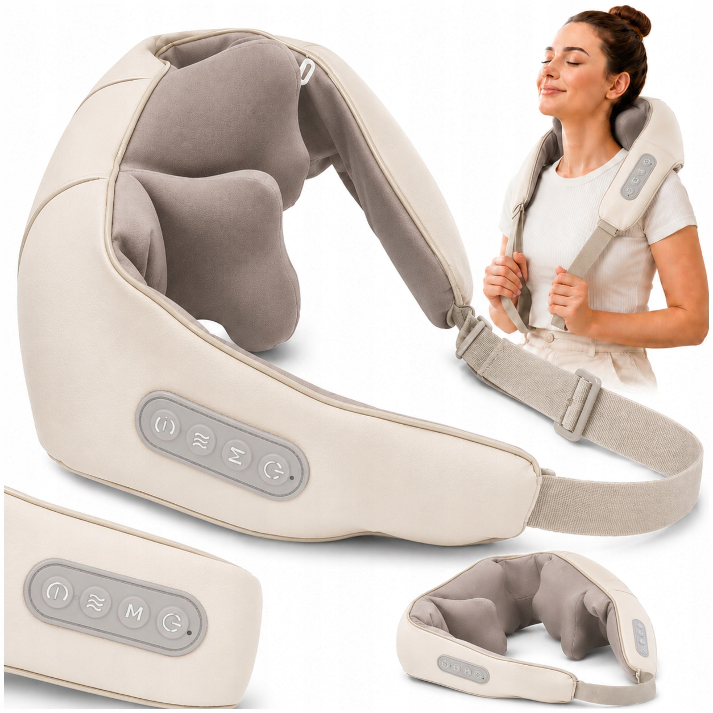 Shoulder neck massager shiatsu wireless heating battery