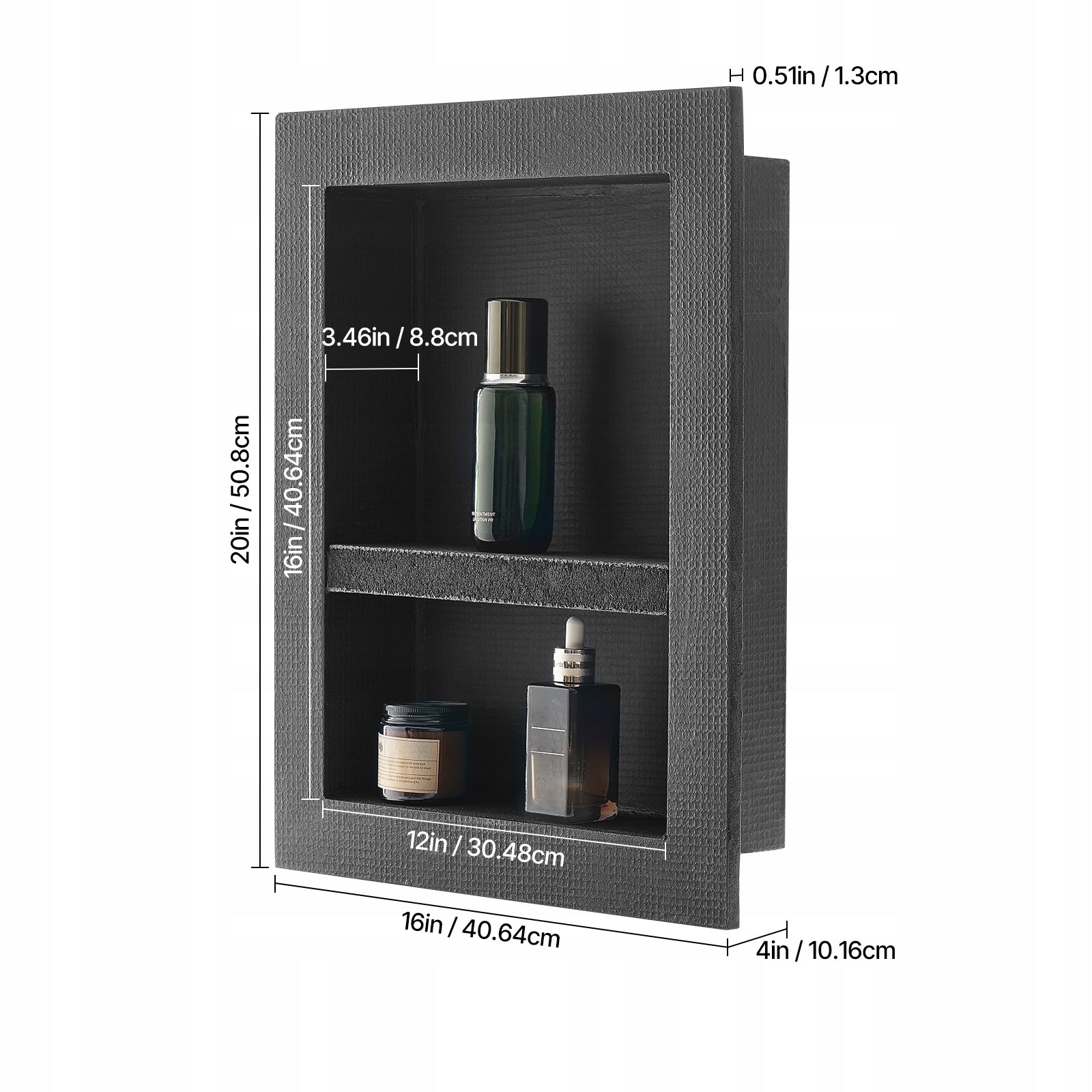 Shower Niche 40.6 x 50.8 x 10.2 cm Recessed Wall Divider Shelf Bathroom Brand Vevor