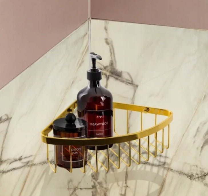Shower Shelf Corner Covered Gold Gloss AWD02081988 Brand AWD Interior