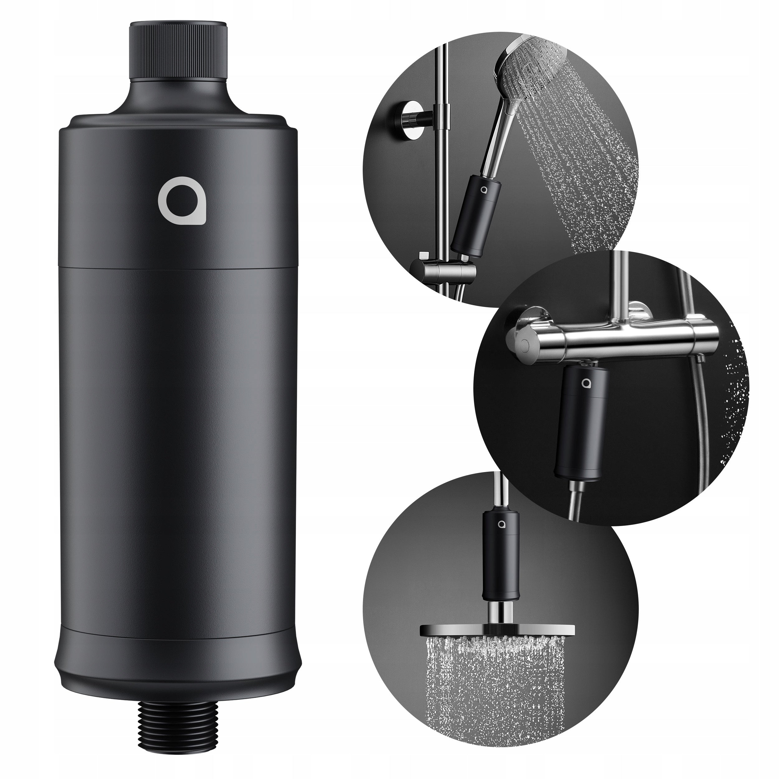 Shower water filter AquaFloow black for shower softens water 1 pc Manufacturer code AF112-BK