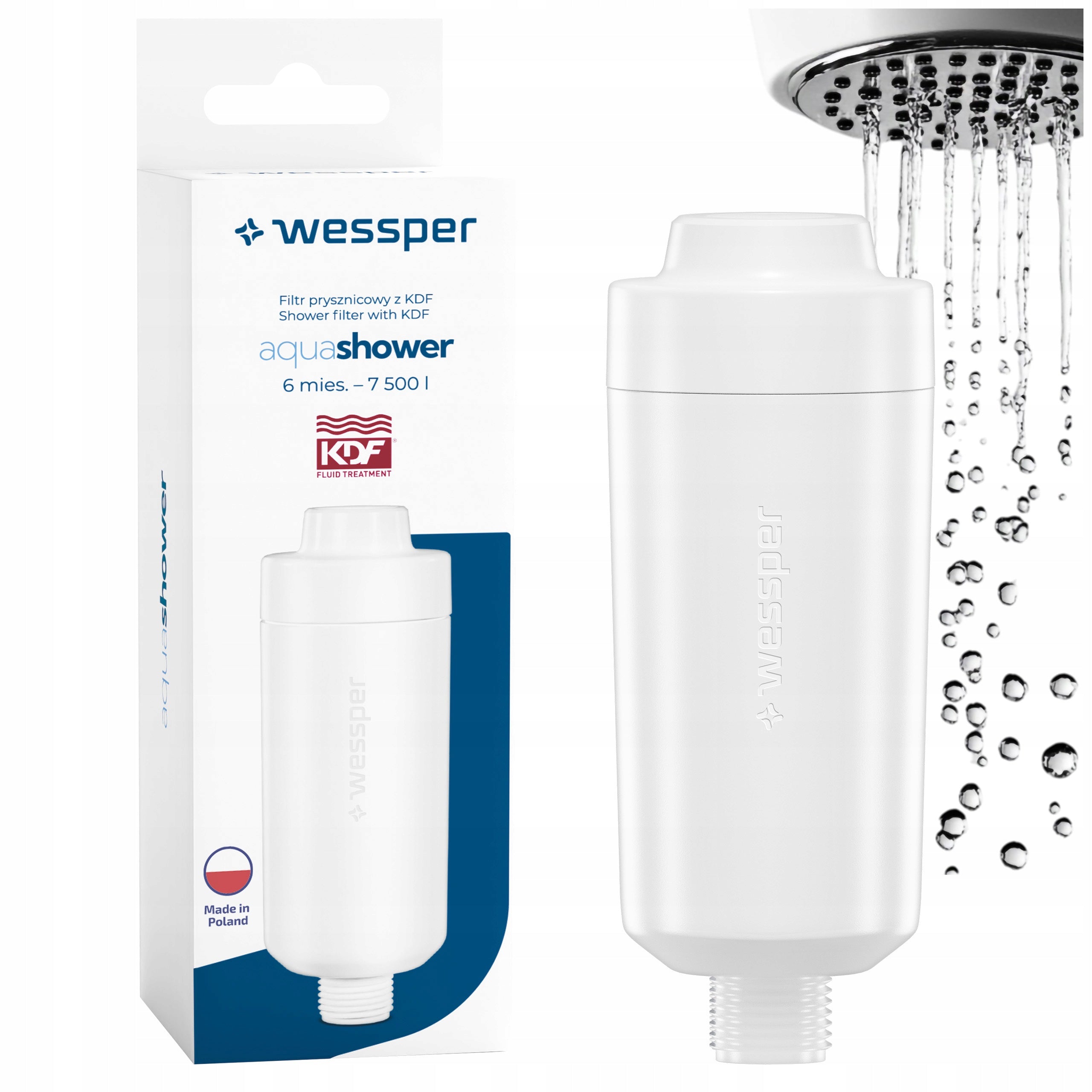 Shower water filter Wessper aquashower polyphosphate KDF