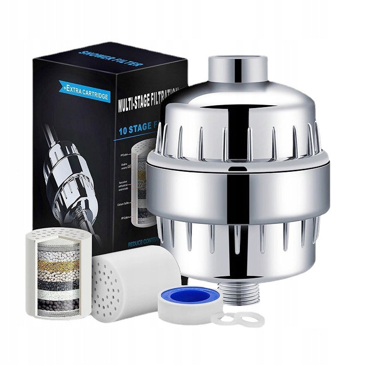 Shower water filter softens water for allergy sufferers