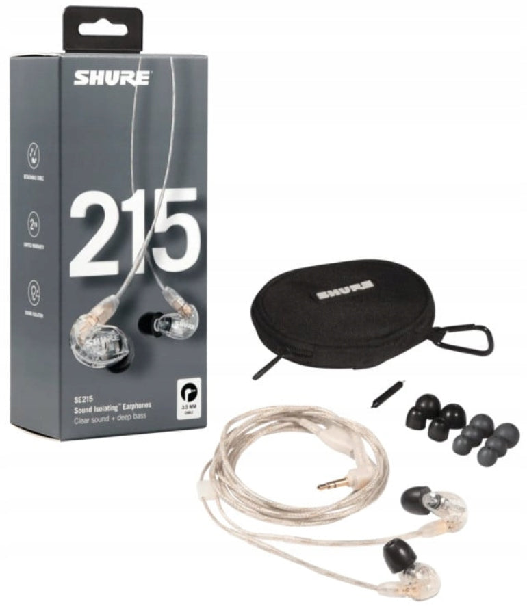 Shure SE215 CL + CASE + RUBBER BANDS Monitor headphones