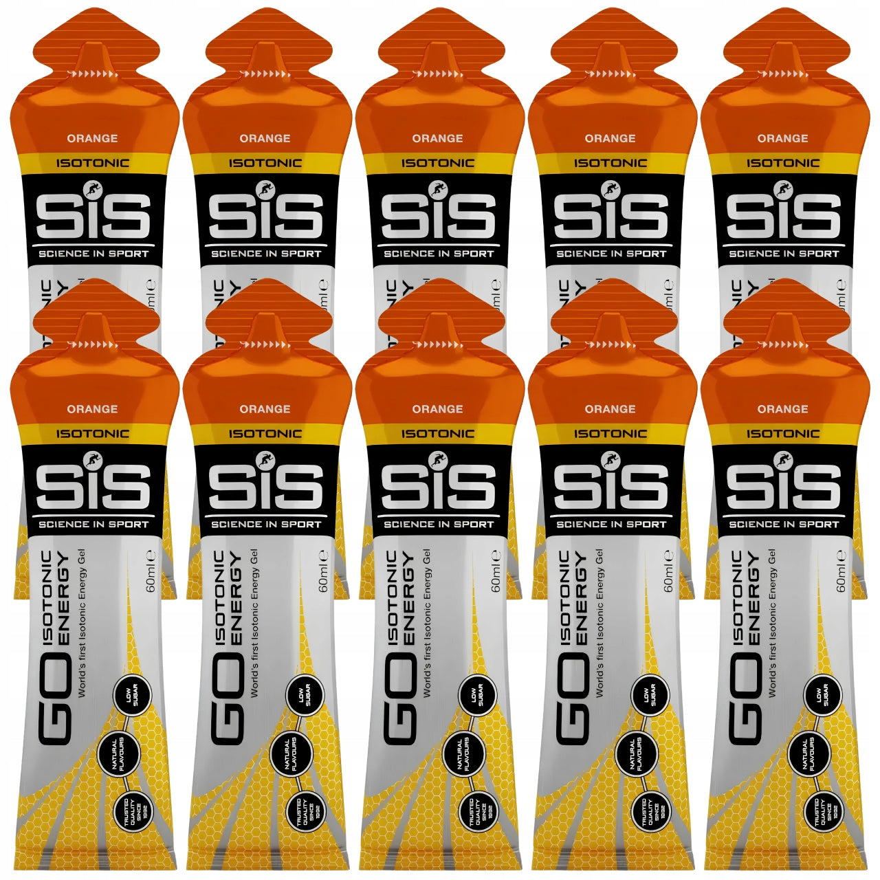 SiS GO Isotonic Energy Gel 10x 60 ml Orange Flavor Packaging status original