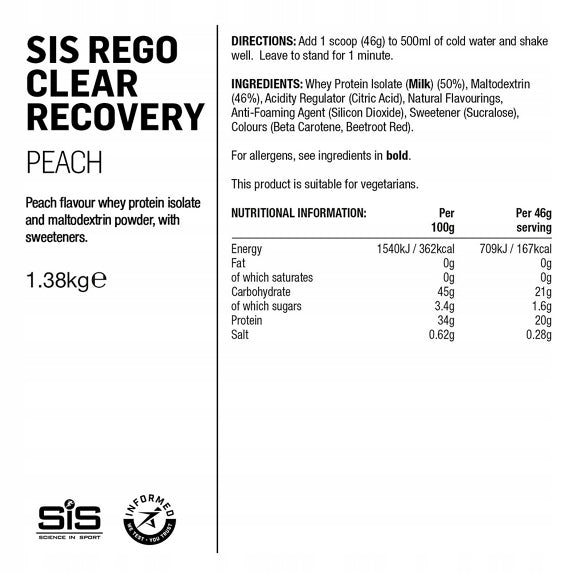 SiS drink Rego Clear Powder 460g peach Expiration date at least 1 month from the date of purchase