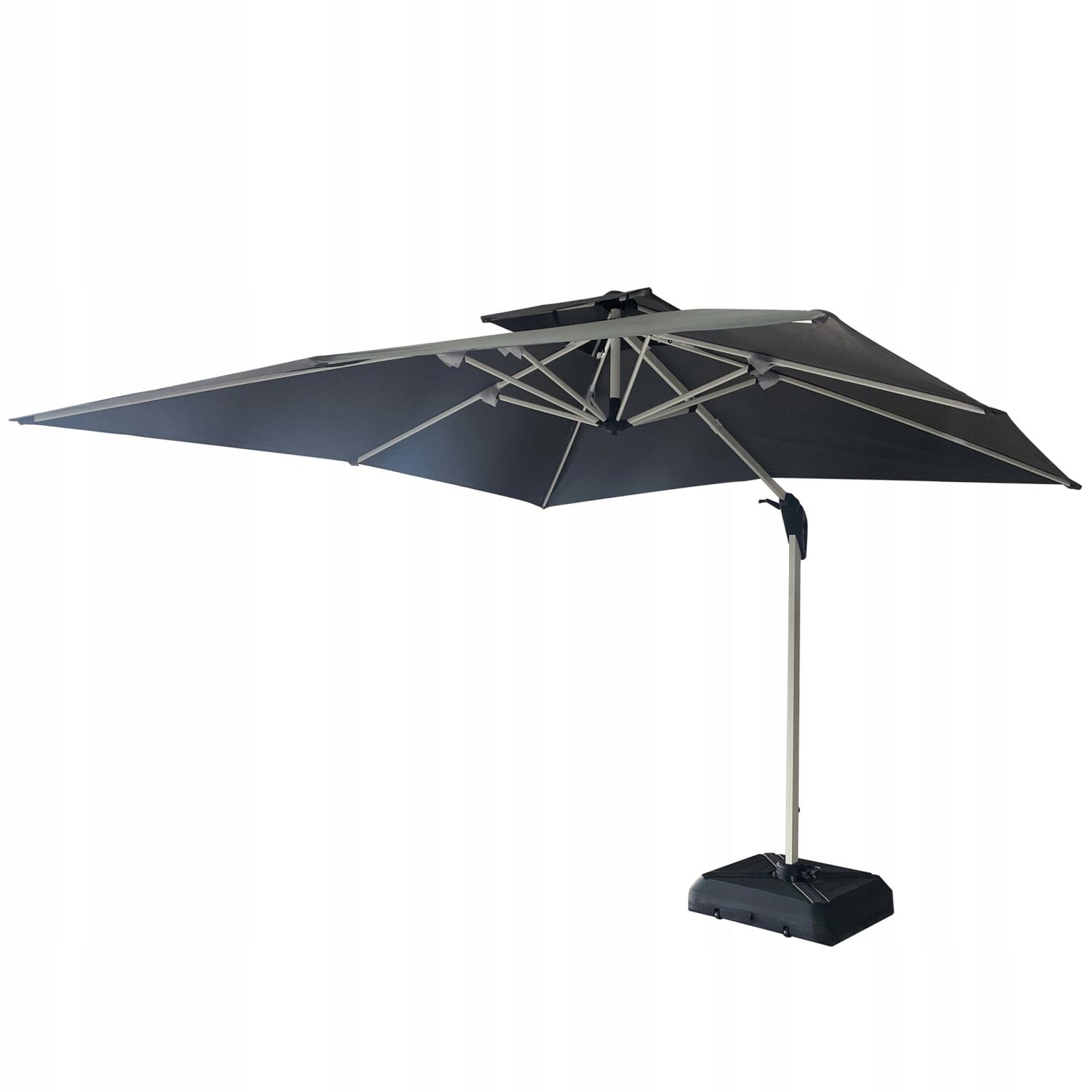 Side garden umbrella 3 m with swivel base 360° grey boom terrace Product height 280 cm