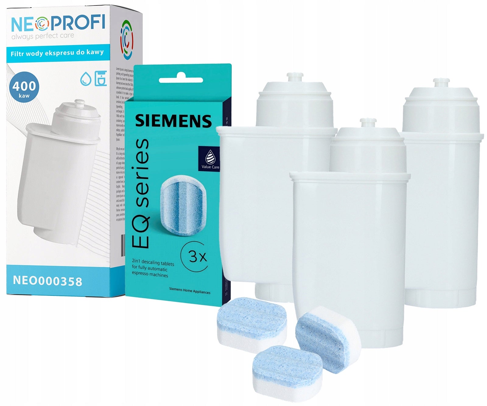 Siemens descaling tablets + 3x TZ80002B filter of EQ9 EQ6 EQ7