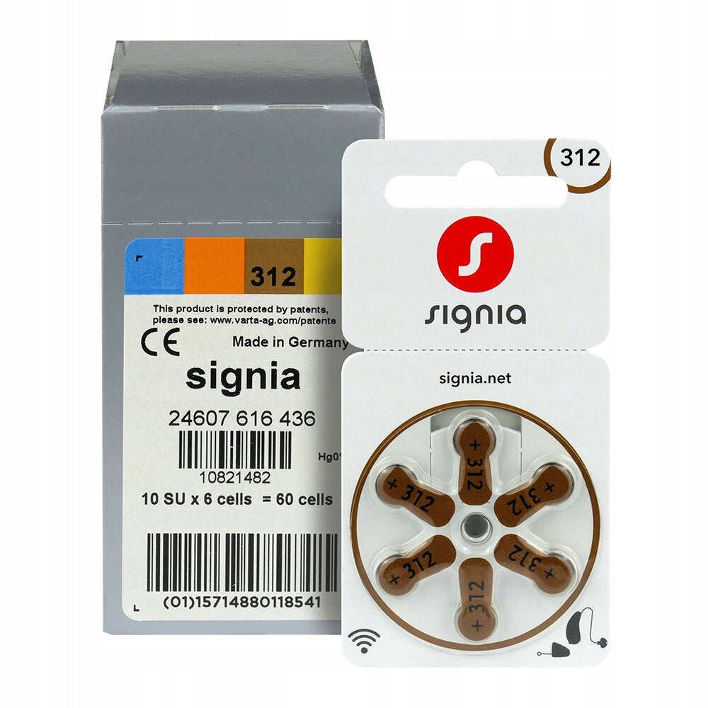 Signia 312 PR41 Hearing Aid Batteries - 60 Pieces
