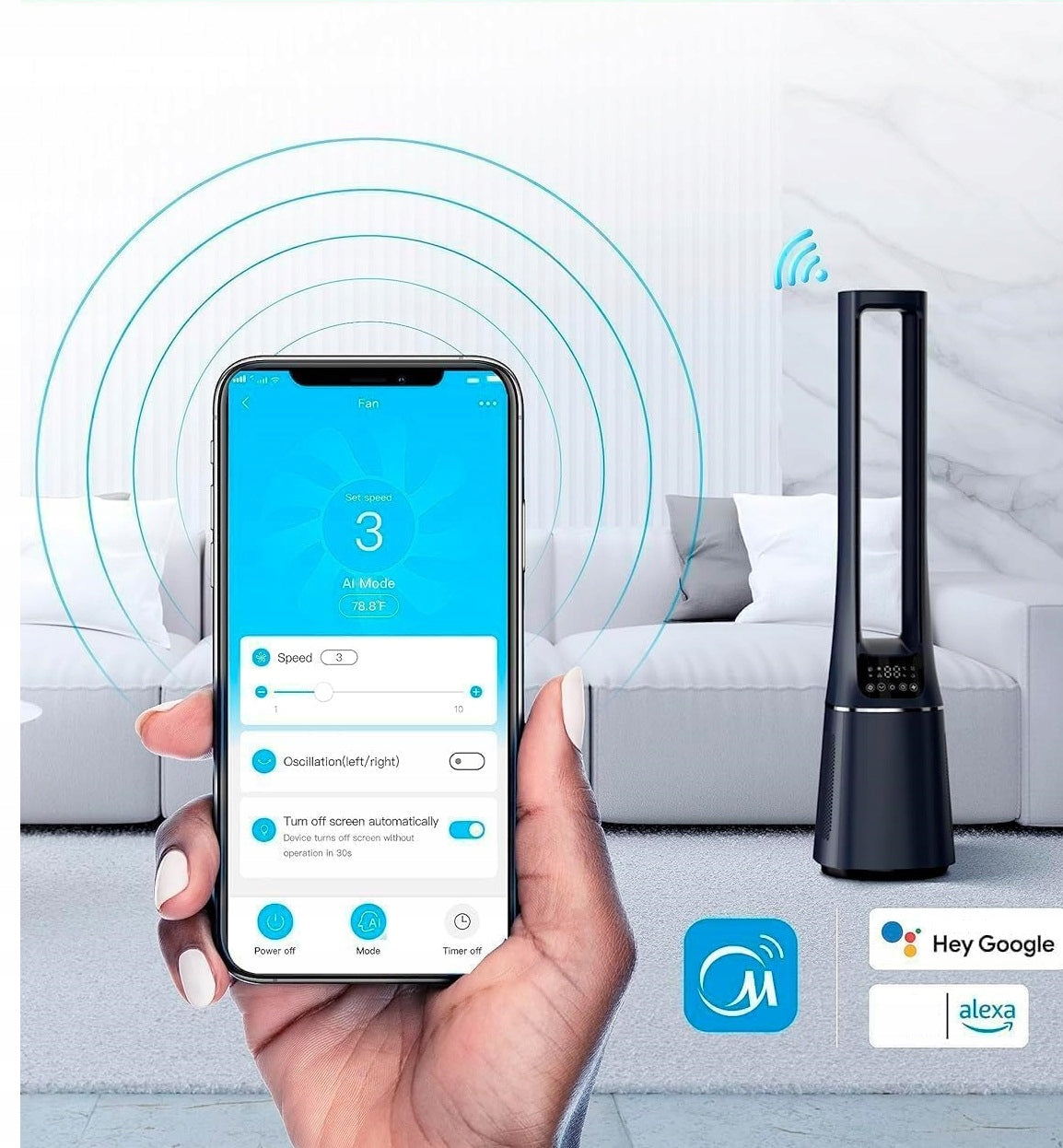 Silent BLADELESS Fan and Air Purifier 2in1 Midea AMS150-PBW Manufacturer code AMS150-PBW