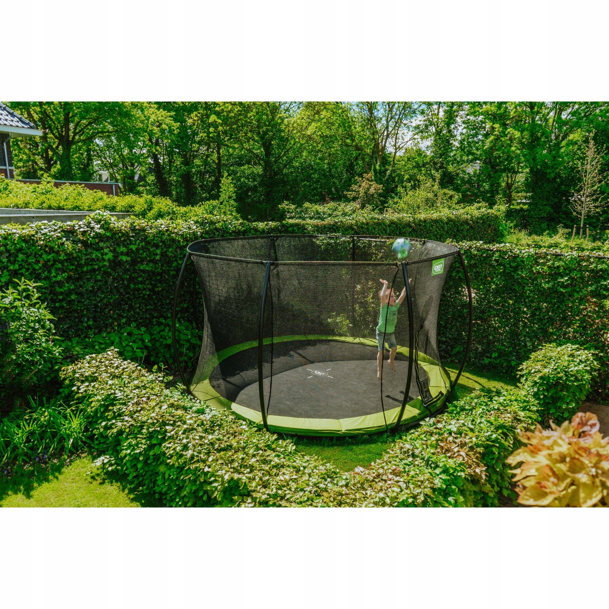 Silhouette EXIT ø366cm earth trampoline with safety net - green Size (ft) 12 (365-374 cm)