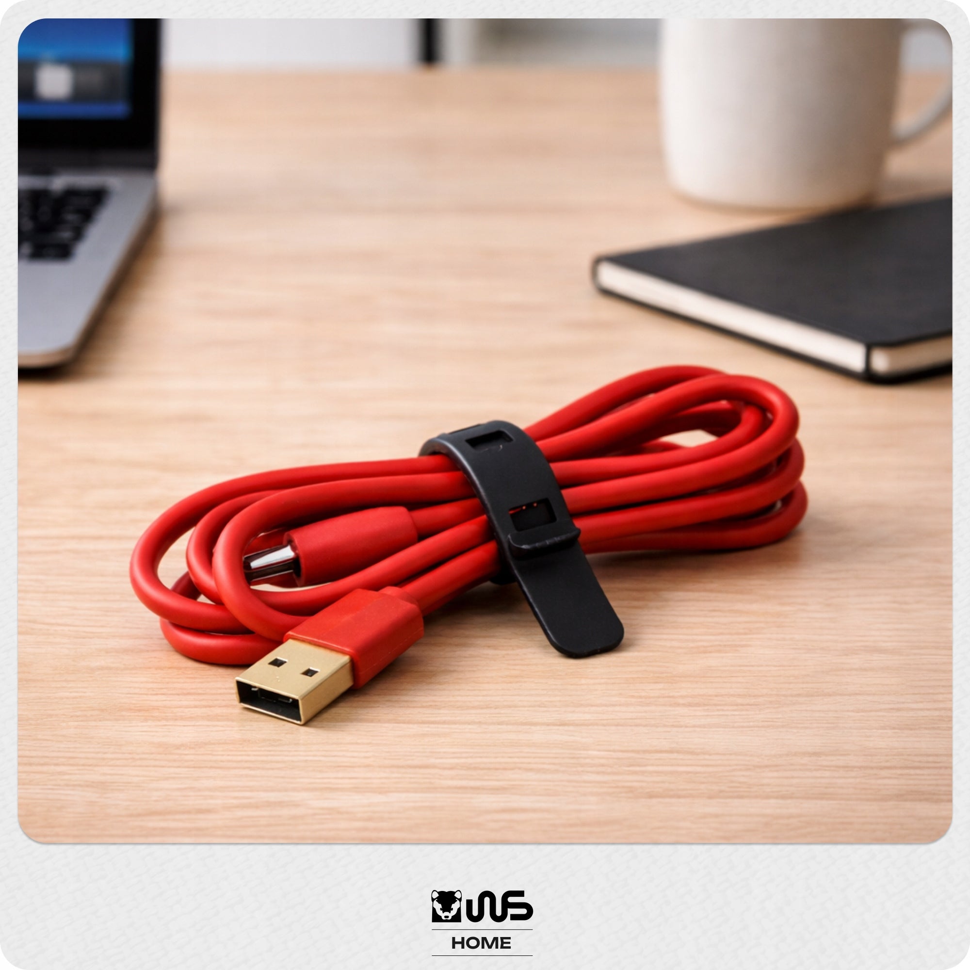 Silicone Bands for Cable Organizers Velcro Set of 4pcs Colorful Model Zestaw opasek silikonowych do kabli 4 szt.