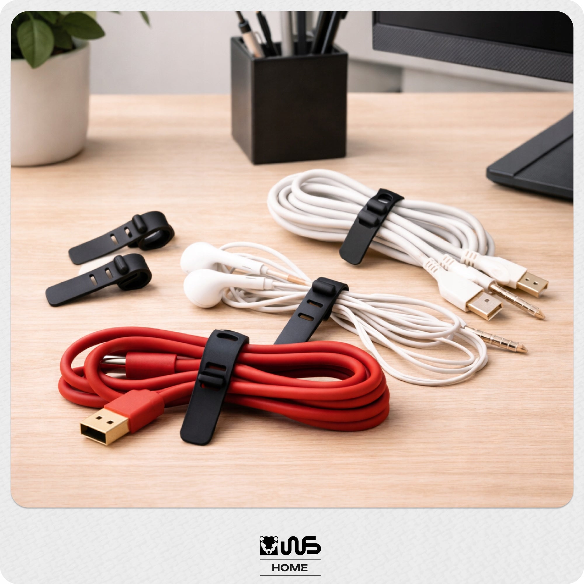 Silicone Bands for Cable Organizers Velcro Set of 4pcs Colorful Packaging status original