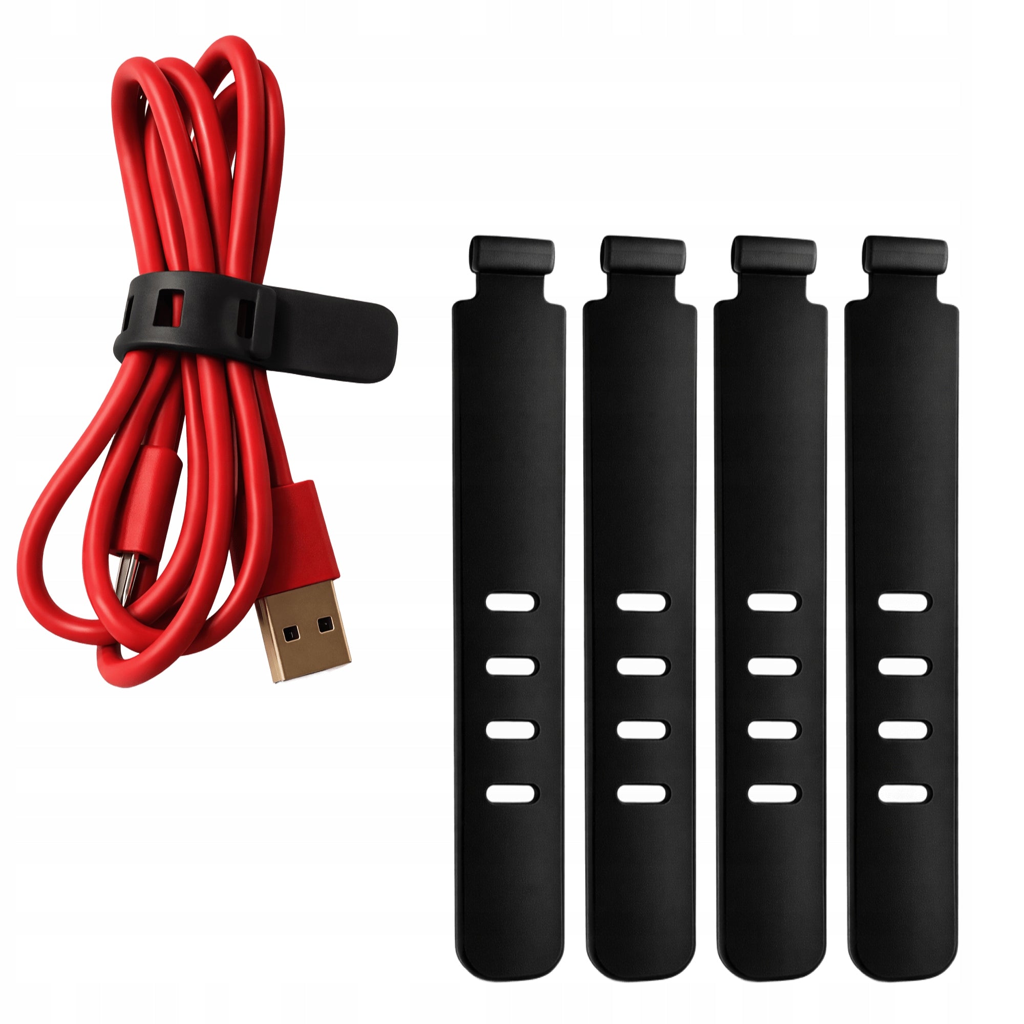 Silicone Bands for Cable Organizers Velcro Set of 4pcs Colorful
