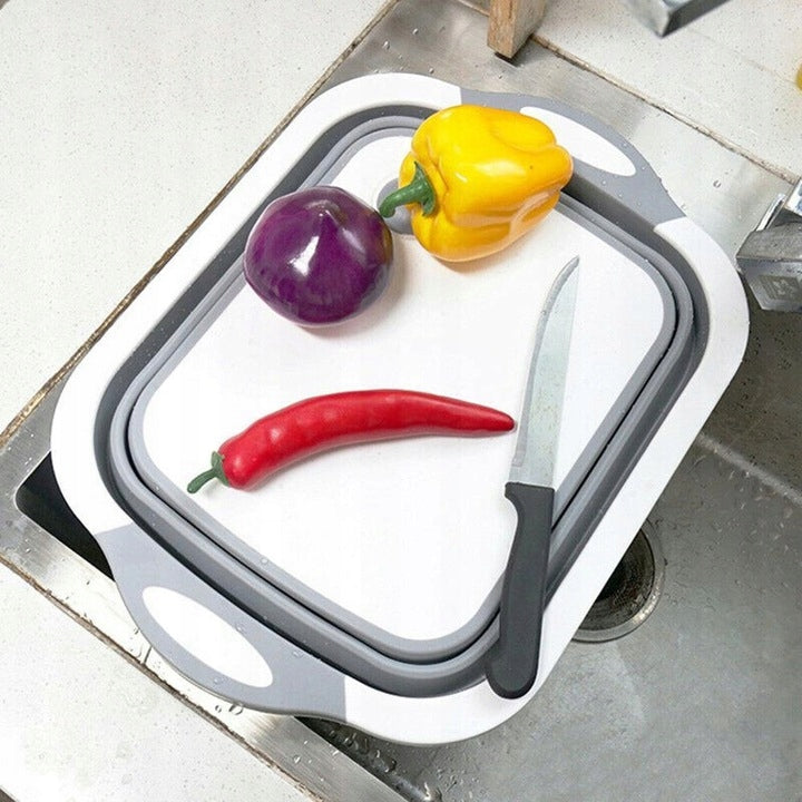 Silicone Bowl with Stopper Cutting Board Tourist Sink 2 in 1 Manufacturer code Miska składana z deską