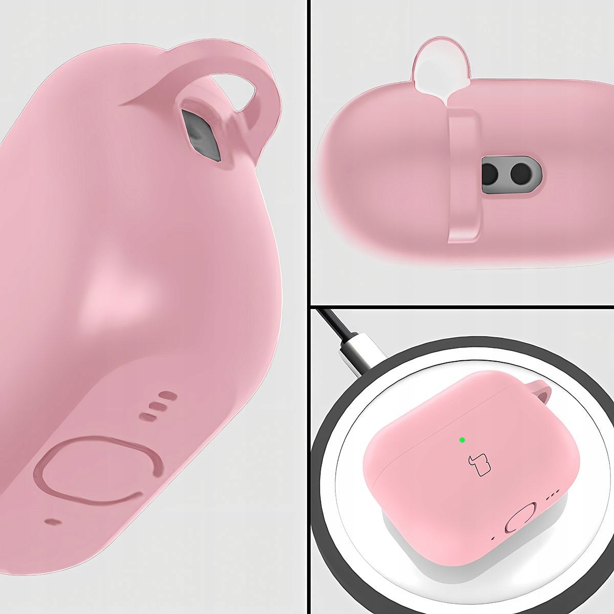 Silicone Case with Carabiner Bizon for AirPods Pro 3, Case, Case Manufacturer code etui do słuchawek silikon BCHSIAIP3PN