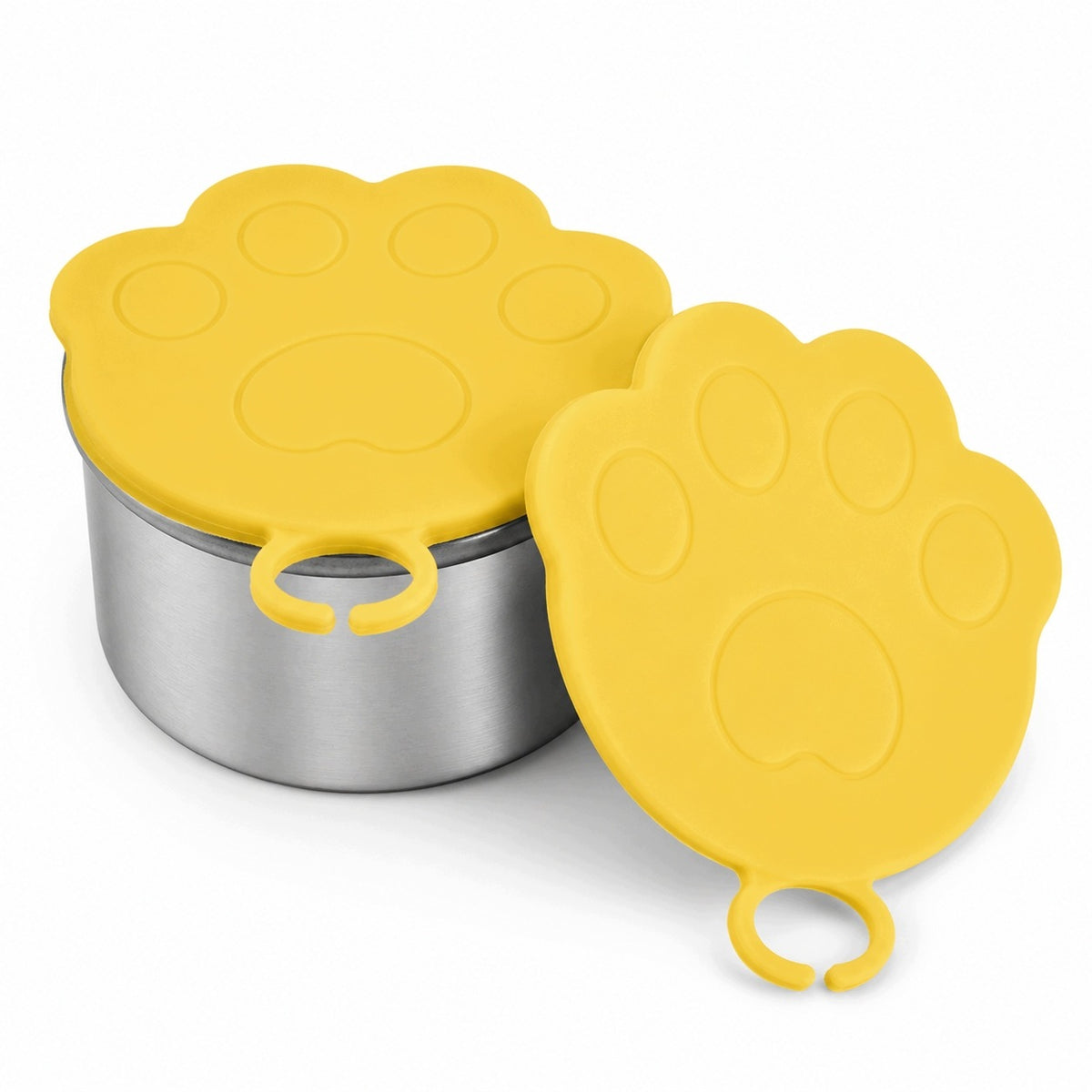 Silicone Cat Dog Can Lid Universal Yellow 3in1 Paw