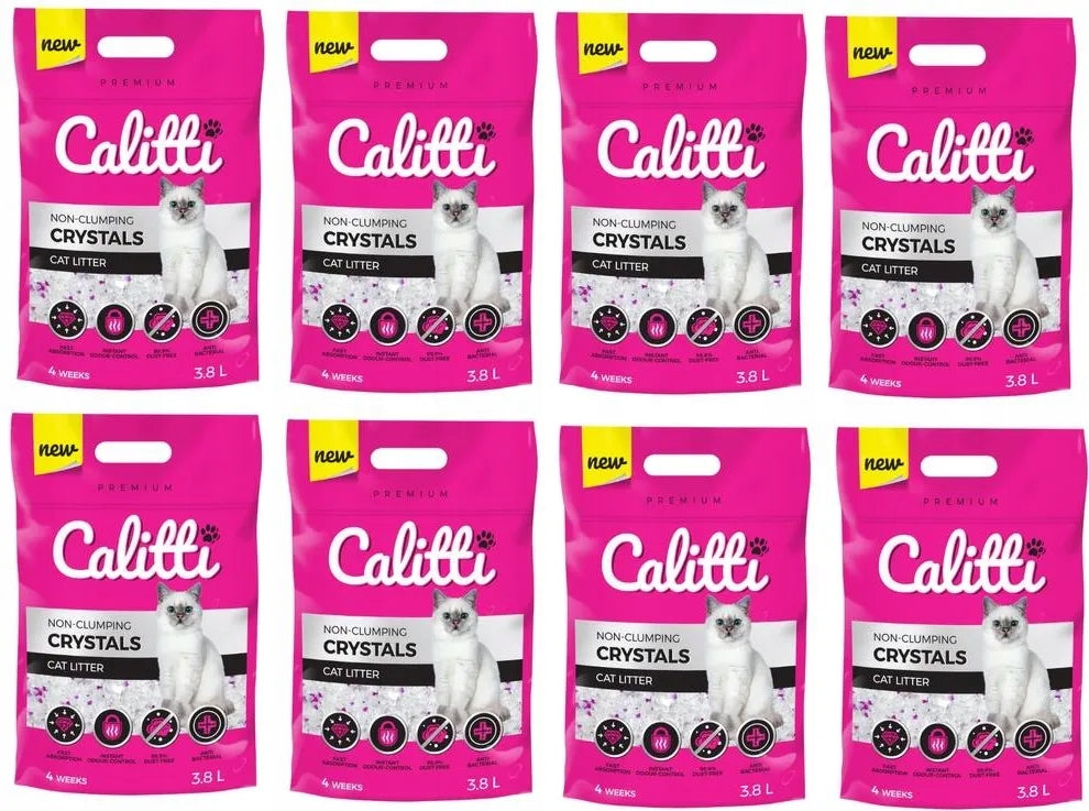 Silicone Cat Litter Antibacterial Calitti Crystals 8x3,8L Dust-Free