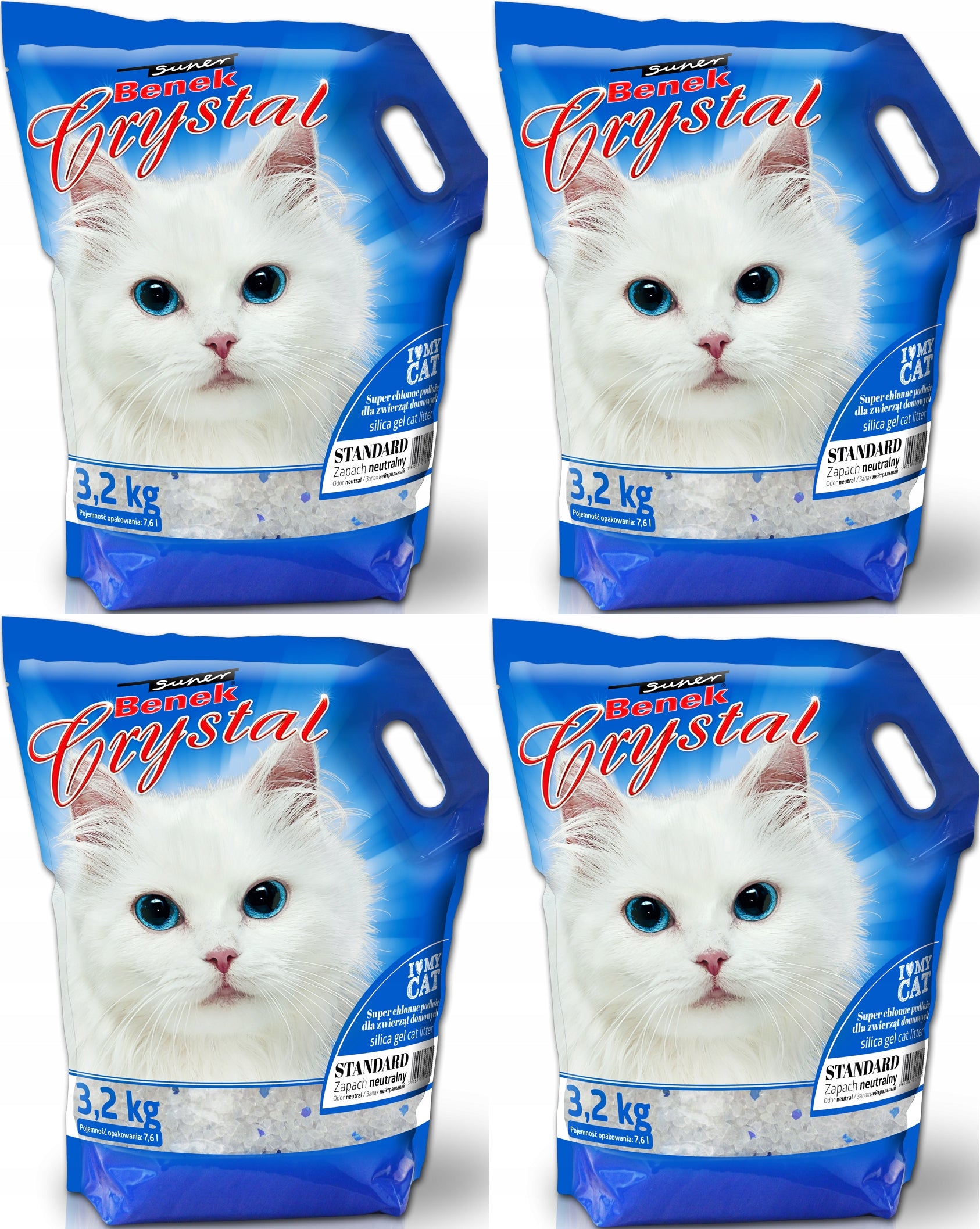 Silicone Cat Litter Benek Crystal 4x7,6L (30,4L) Thick Unscented
