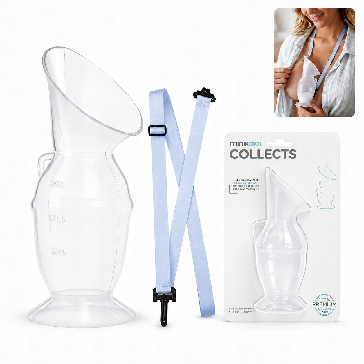 Silicone Food Collector For Milk Collection 150 Ml With Strip For Mom