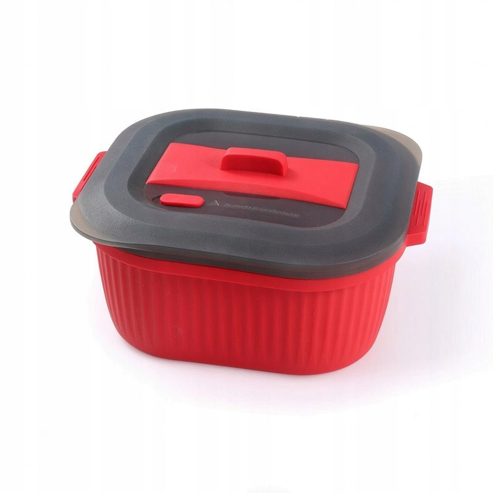 Silicone Food Container with Lid Heat Resistant Silicone Microwave Bowl Red